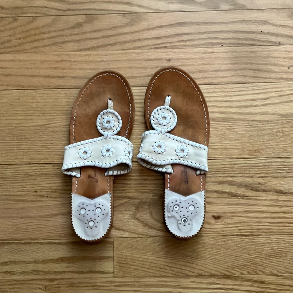 VGUC Jack Rogers Palm Beach Navajo Bone/White Sandals 7.5W